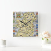 Map of Historical Ireland Quadratische Wanduhr (Zuhause)