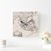 Map of India & the East Indies Quadratische Wanduhr (Zuhause)