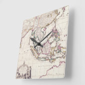 Map of India & the East Indies Quadratische Wanduhr (Winkel)
