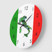 Map of Italy and Italian Flag Große Wanduhr (Winkel)