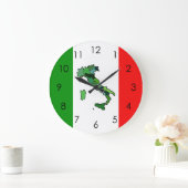 Map of Italy and Italian Flag Große Wanduhr (Zuhause)