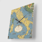 Map of Italy with Vatican City Quadratische Wanduhr (Winkel)