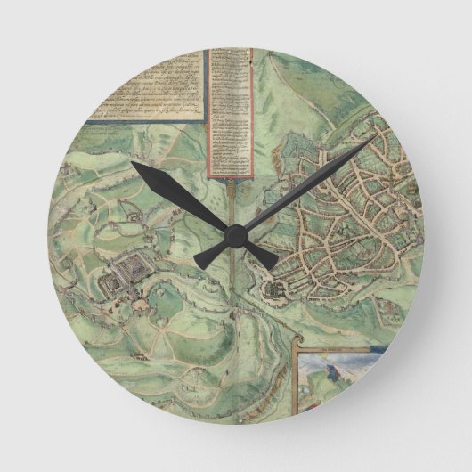 Map of Jerusalem, from 'Civitates Orbis Terrarum' Runde Wanduhr (Vorderseite)