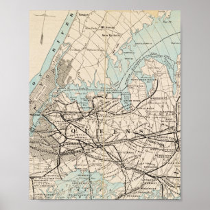 Map of Kings, Queens, Long Island Poster