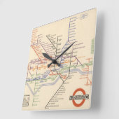 Map of London's Underground Railways Quadratische Wanduhr (Winkel)