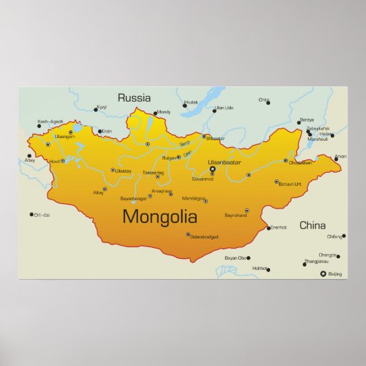 Map of Mongolia Poster (Vorne)