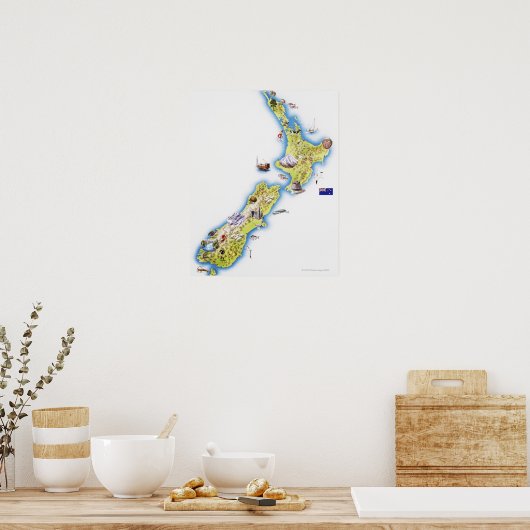 Map of New Zealand Poster (Küche)