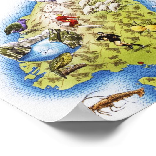 Map of New Zealand Poster (Ecke)