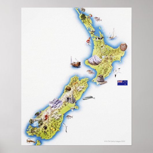 Map of New Zealand Poster (Vorne)