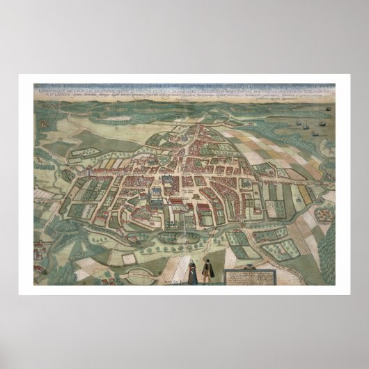 Map of Odense, from 'Civitates Orbis Terrarum' by Poster (Vorne)