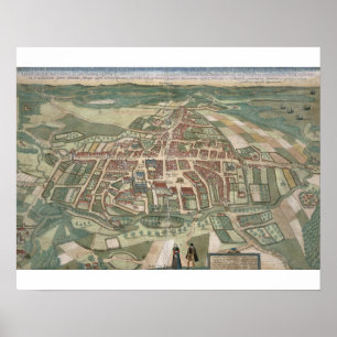 Map of Odense, from 'Civitates Orbis Terrarum' by Poster