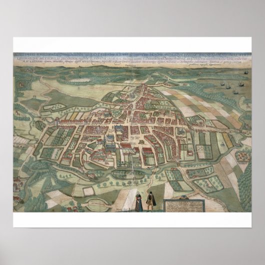Map of Odense, from 'Civitates Orbis Terrarum' by Poster (Vorne)
