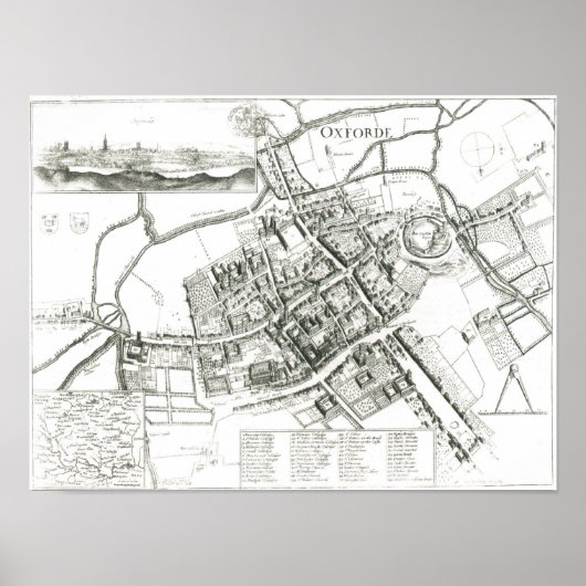 Map of Oxford, 1643 Poster (Vorne)