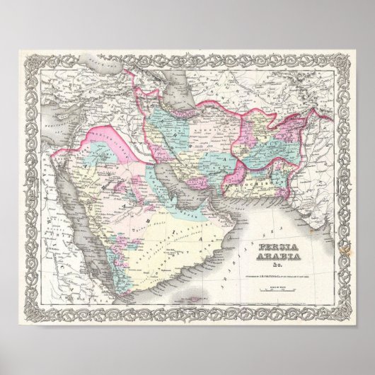 Map of Persia, Afghanistan and Arabia Poster (Vorne)