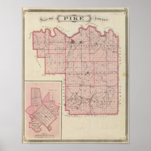 Map of Pike County with Plan of Petersburg Poster