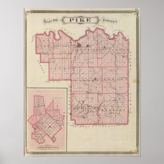Map of Pike County with Plan of Petersburg Poster (Vorne)