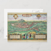 Map of Salzburg, from 'Civitates Orbis Terrarum' b Postkarte (Vorne/Hinten)