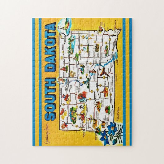 Map of South Dakota 11x14 Jigsaw Puzzle (Vertikal)