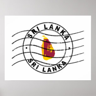 Map of Sri Lanka, Postal Passport Stamp Poster