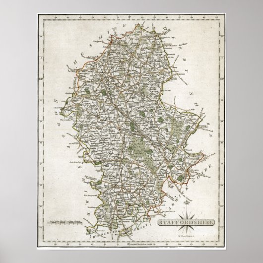 MAP OF STAFFORDSHIRE, 1793 POSTER (Vorne)