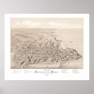 Map of Stonington, Connecticut in 1879 Poster