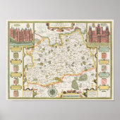 Map of Surrey, engraved by Jodocus Hondius Poster (Vorne)