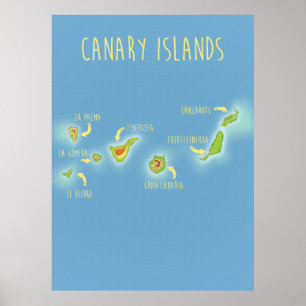 Map of the Canary islands Poster
