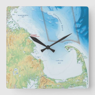Map of the Cape Cod Bay Quadratische Wanduhr