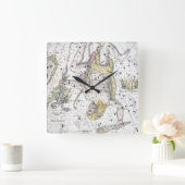 Map of The Constellations Plate VIII Quadratische Wanduhr (Zuhause)