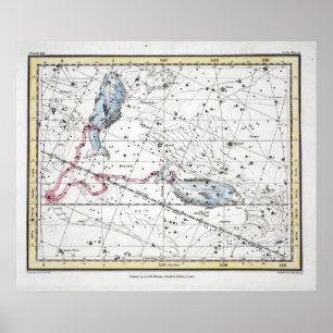 Map of The Constellations Plate XXII Poster