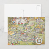 Map of the Loire Valley of France Postcard Postkarte (Vorne/Hinten)