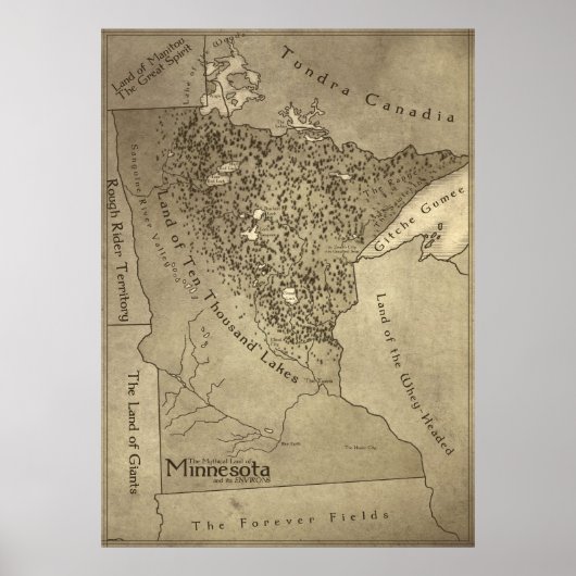 Map of the Mythical Lands of Minnesota Poster (Vorne)