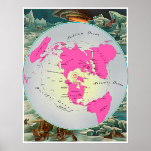 Map of the Square and Stationary Flat Earth Plane Poster