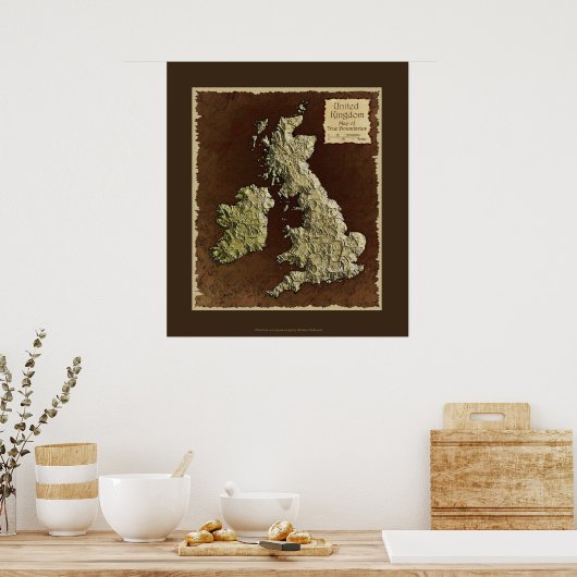 MAP of the UK Map Art Poster (Küche)