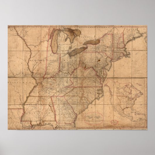 Map of the United States By Abraham Bradley Junior Poster (Vorne)