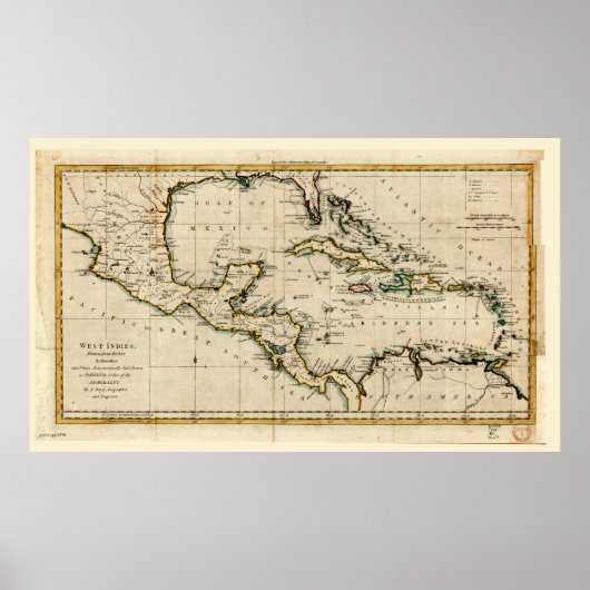 Map of the West Indies (1785) Poster (Vorne)