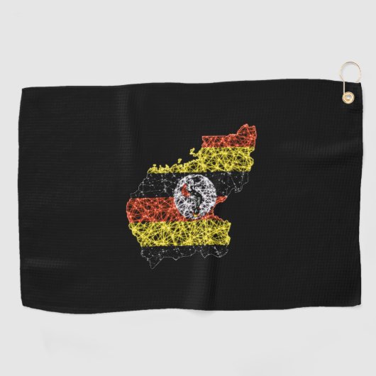 Map of Uganda, Polygonal mesh line map Golfhandtuch (Horizontal)
