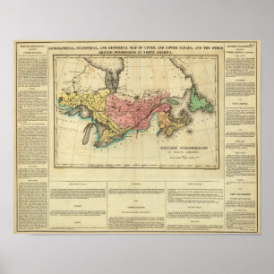 Map Of Upper And Lower Canada Poster