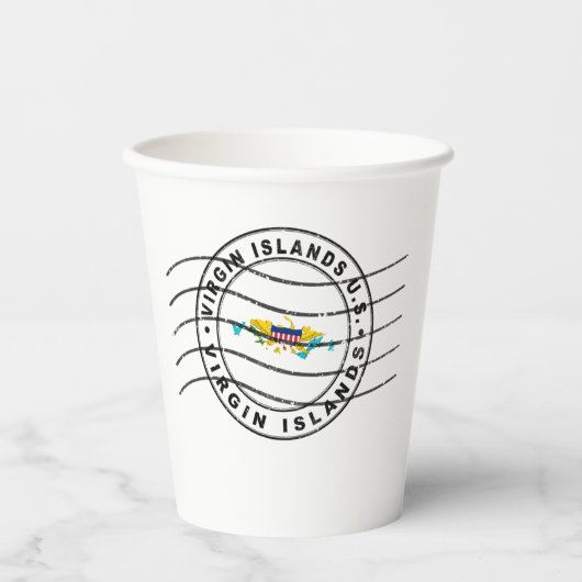 Map of Virgin Islands US, Postal Passport Stamp Pappbecher (Vorderseite)