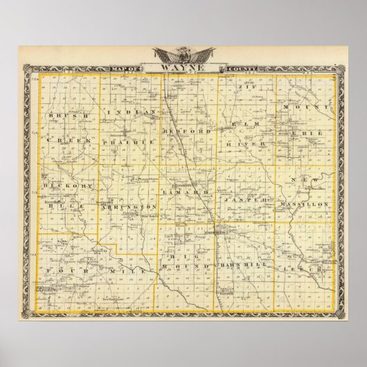 Map of Wayne County Poster (Vorne)