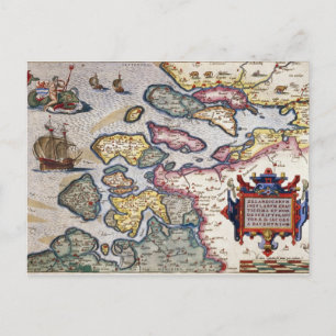 Map of Zeeland, c.1560 Postkarte