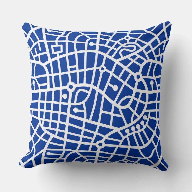 Map Pattern 030520 - White on Navy Blue Kissen (Vorderseite)