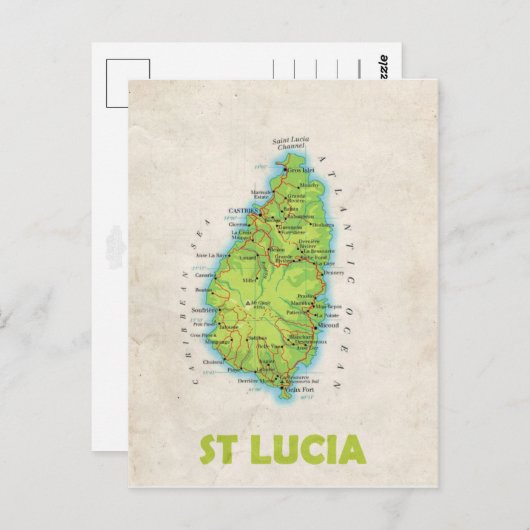 MAP POSTCARDS Filme in St Lucia Postkarte (Vorne/Hinten)