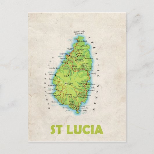 MAP POSTCARDS Filme in St Lucia Postkarte (Vorderseite)