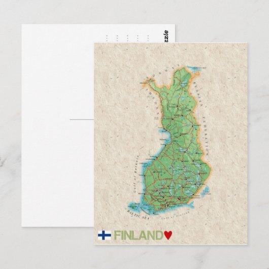 MAP POSTCARDS, Finnland Postkarte (Vorne/Hinten)