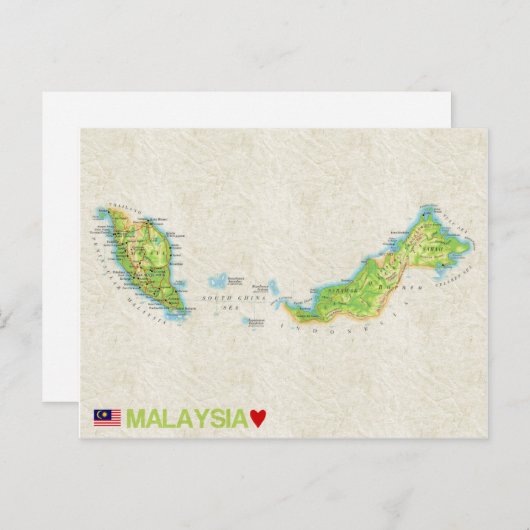 MAP POSTCARDS in Malaysia Postkarte (Vorne/Hinten)