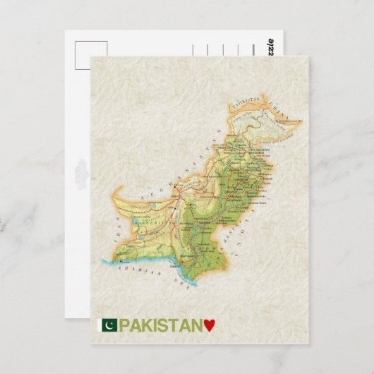 MAP POSTCARDS in Pakistan Postkarte (Vorne/Hinten)