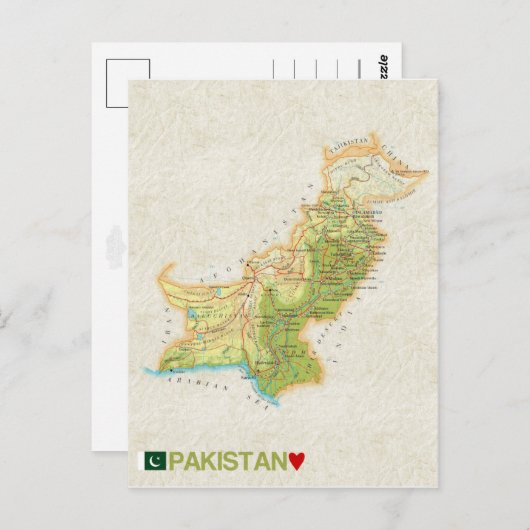 MAP POSTCARDS in Pakistan Postkarte (Vorne/Hinten)