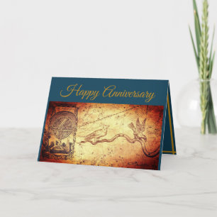 Map & Sphere Blue Jubiläum Karte