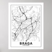 Mapa Da Cidade Braga Estilo Linha Clássico Poster (Vorne)